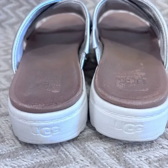 UGG Zayne Crossband Metallic Leather Platform Sandals - Picture 7 of 9
